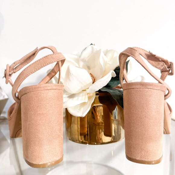 Chinese Laundry Theresa Platform Sandal Dark Nude Heel Microsuede Women's Size 7 - Picture 6 of 12